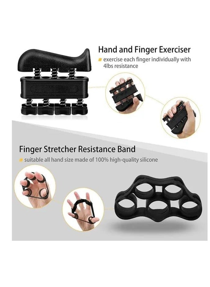 SportQ Hand Grip Strengthener Kit, 5 Pack, Adjustable Grip Exerciser, Finger Stretch Resistance Expander Bands, Finger Strength Trainer, Hand Press Ball and Exercise Ring multitype