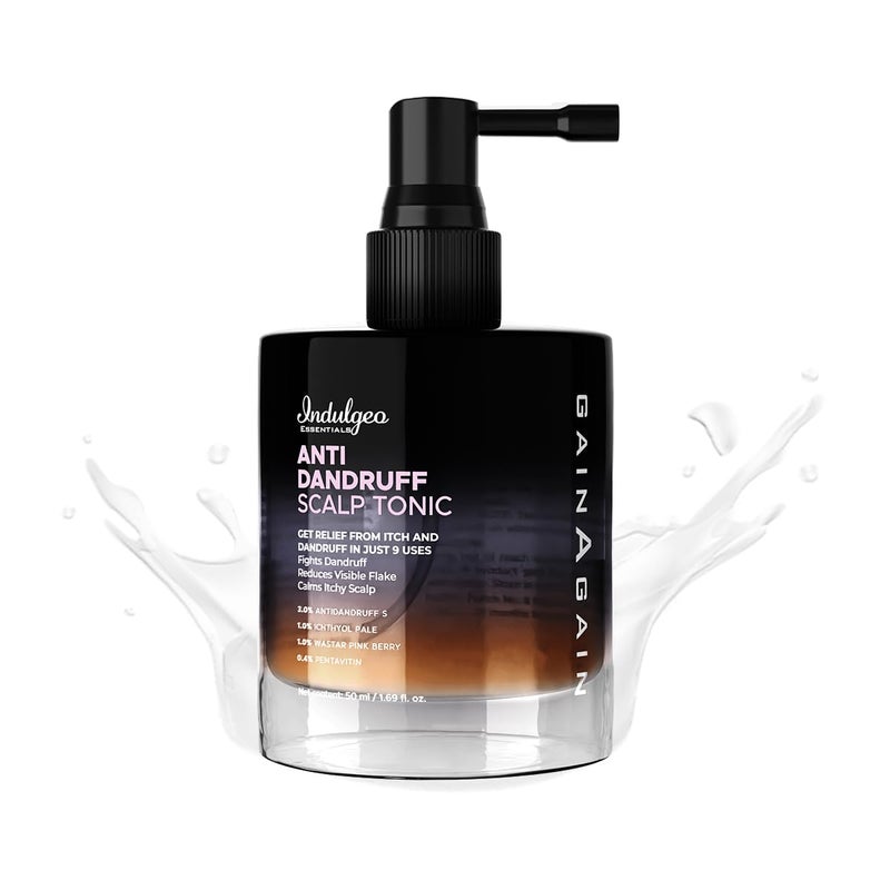 Indulgeo ESSENTIALS تونك فروة الرأس المضاد للقشرة من إندولجيو إيسينشالز بخاخ بدون شطف لصحة فروة رأس خالية من الحكة يهدئ ويوازن قشرة الرأس مزيل للقشرة للرجال والنساء 50 مل - Image 1