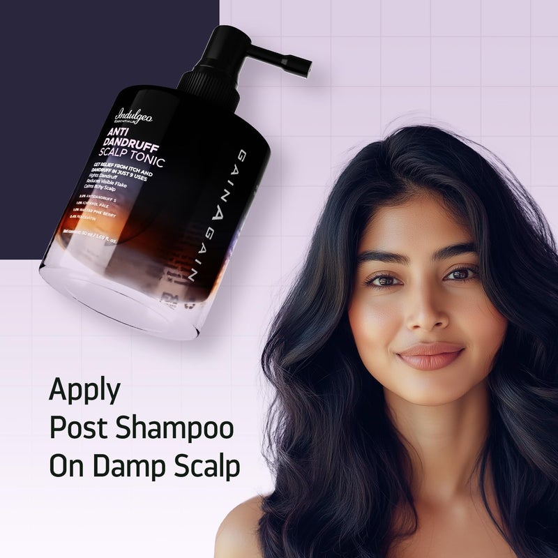 Indulgeo ESSENTIALS تونك فروة الرأس المضاد للقشرة من إندولجيو إيسينشالز بخاخ بدون شطف لصحة فروة رأس خالية من الحكة يهدئ ويوازن قشرة الرأس مزيل للقشرة للرجال والنساء 50 مل - Image 5