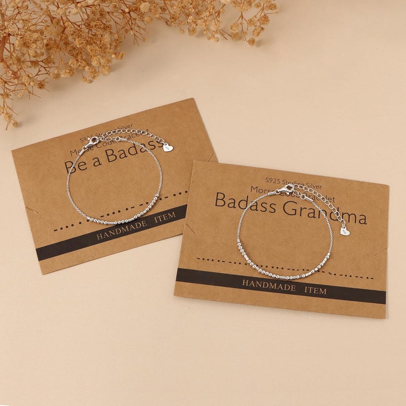 Monily Inspirational Gifts for Women Morse Code Bracelets for Women Funny Bracelet for Friend Funny Gift for Women Sterling Silver Bracelet for Women - Image 3