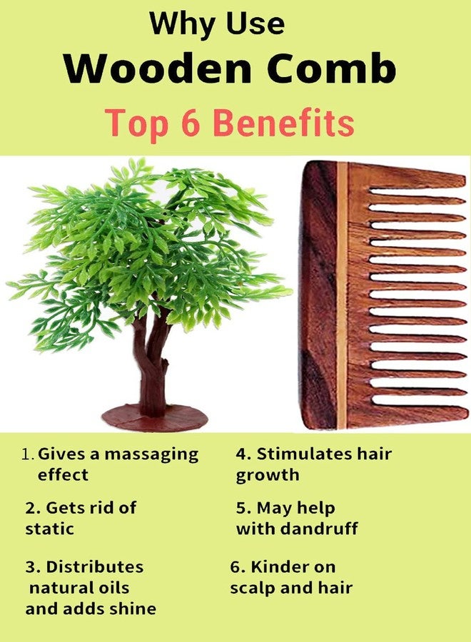 Rufiys Wooden Comb For Women & Men | Neem Wood Wide Tooth Hair Comb for Hair Growth | Anti Dandruff (Wide Tooth 10 Cm) - Image 4