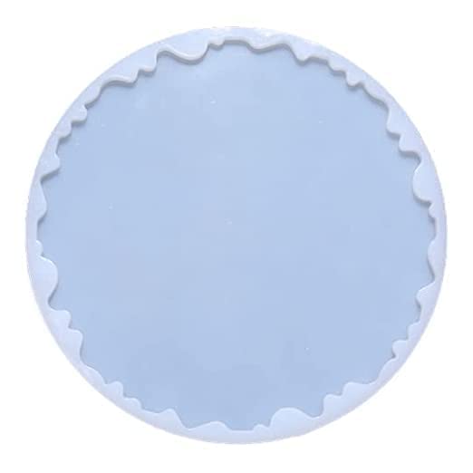 INOG Silicone Resin Casting Mold - 8 Inch Round, 6mm Deep Zig Zag Tray for DIY Faux Agate Serving Board, Coaster - Image 1