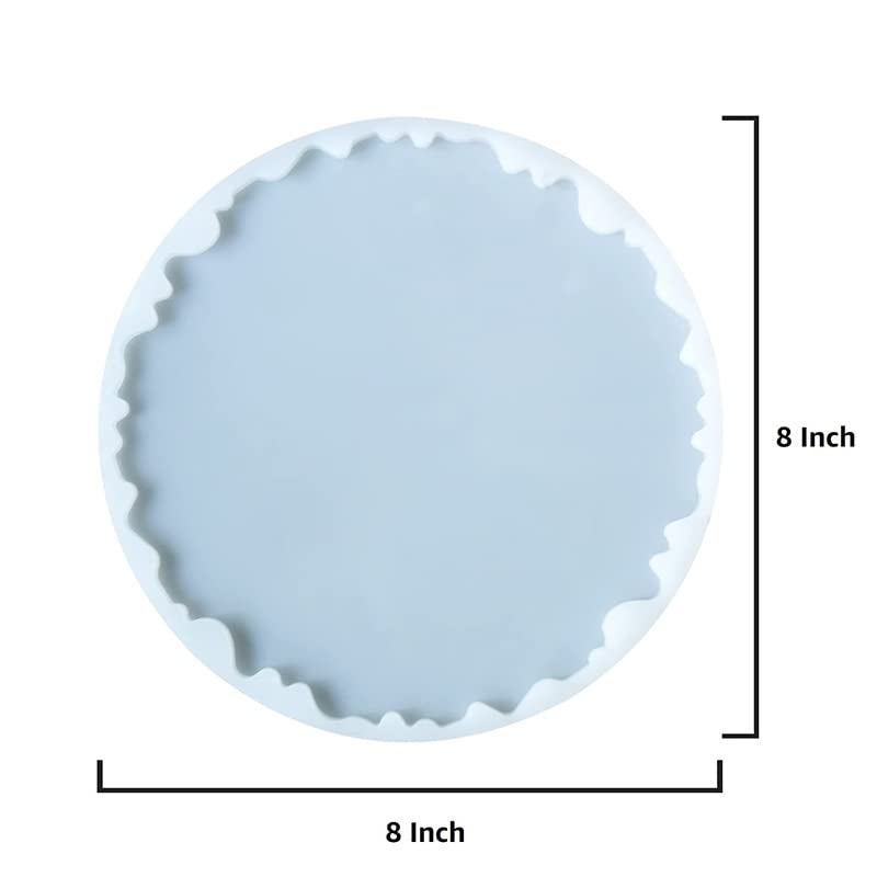 INOG Silicone Resin Casting Mold - 8 Inch Round, 6mm Deep Zig Zag Tray for DIY Faux Agate Serving Board, Coaster - Image 2