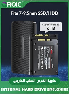 GROIC Black SATA Enclosure 2.5 [Tool-Free] 2.5 External Hard Drive Enclosure, Carbon Fiber Texture 2.5 SSD Enclosure, Hard Drive Enclosure 2.5 with USB-A Cable, 2.5 Enclosure for 7-9.5mm SSD/HDD  - Image 2