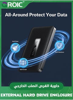 GROIC Black SATA Enclosure 2.5 [Tool-Free] 2.5 External Hard Drive Enclosure, Carbon Fiber Texture 2.5 SSD Enclosure, Hard Drive Enclosure 2.5 with USB-A Cable, 2.5 Enclosure for 7-9.5mm SSD/HDD  - Image 5