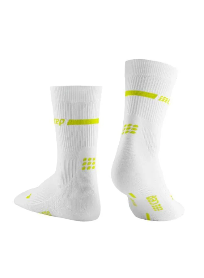 سي إي بي Neon Compression Socks Mid Cut White/Neon Yellow Women