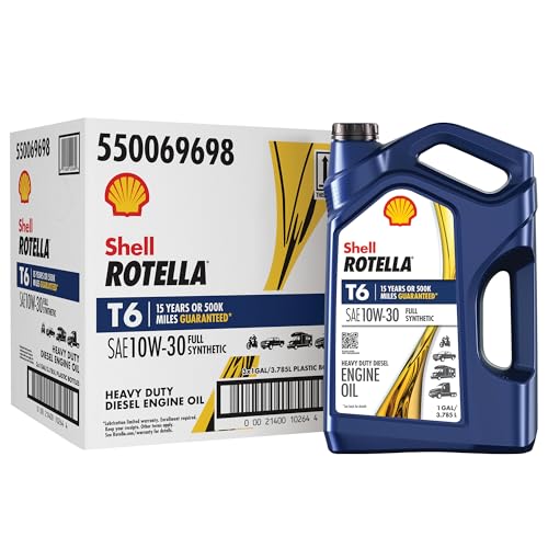 Shell Rotella T6 Full Synthetic 10W-30 Diesel Engine Oil, 1 Gallon (3 Pack) - Image 1