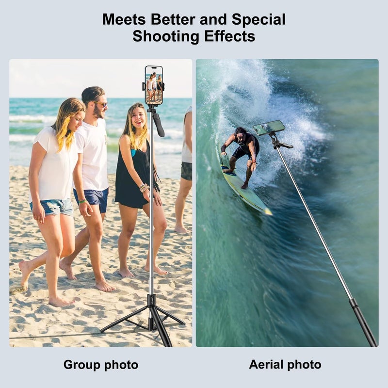 71 Inch Selfie Stick Tripod with 360 Degree Rotation and Bluetooth Remote - Image 4