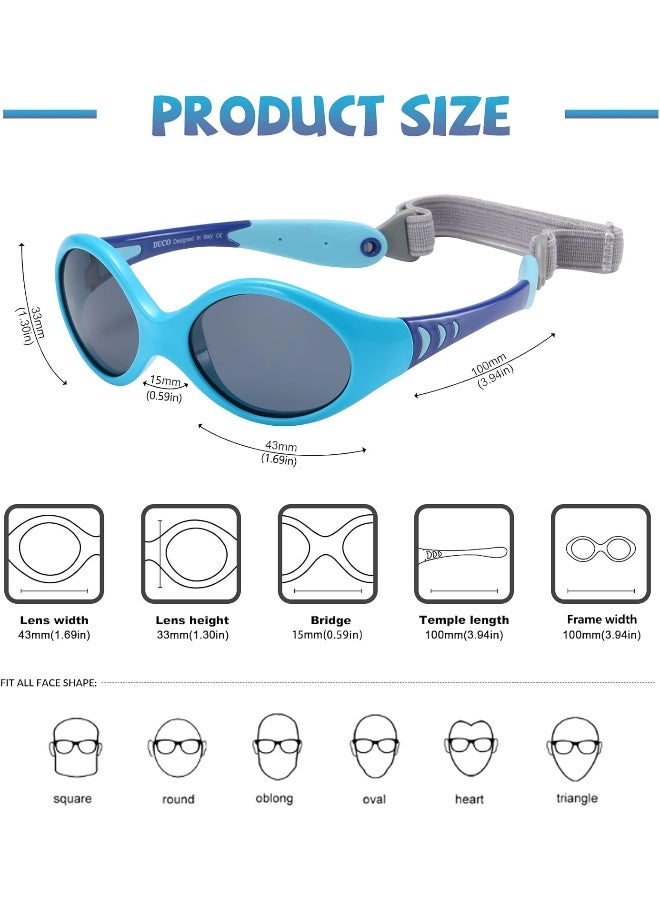 Duco Baby Sunglasses for Baby & Toddler, Strap and Case Included, Ages 0-3 Years - Image 3