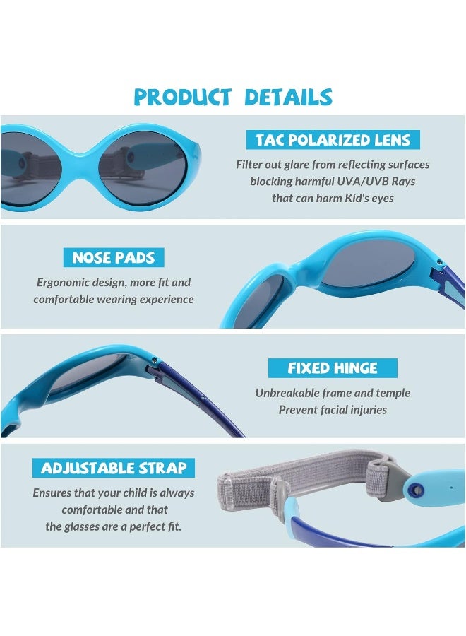 Duco Baby Sunglasses for Baby & Toddler, Strap and Case Included, Ages 0-3 Years - Image 4