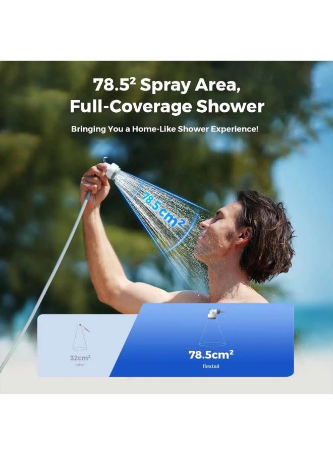 فليكس تيل دش Flextail Tiny، أصغر دش خارجي محمول في العالم، وزن خفيف جدًا 200 جرام، وقت تشغيل 70 دقيقة، تدفق ماء - Image 2