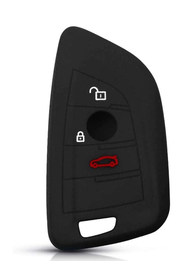 althiqahkey 3 Buttons 4 buttons Smart Remote Key Shell Cover Silicone Suitable for BMW F CAS4 5 Series X1 X5 X6 F15 F16 G11 7 Series 2014 2015 2016 Car Key (Color Name : Black)  - Image 1