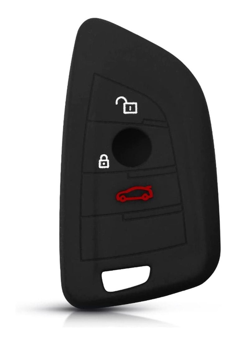 althiqahkey 3 Buttons 4 buttons Smart Remote Key Shell Cover Silicone Suitable for BMW F CAS4 5 Series X1 X5 X6 F15 F16 G11 7 Series 2014 2015 2016 Car Key (Color Name : Black)  - Image 3