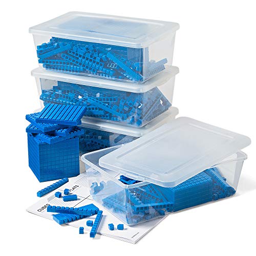 hand2mind Plastic Interlox Base Ten Blocks Classroom Set Connecting Cubes Base 10 Blocks for Math Set of 644 - Image 1