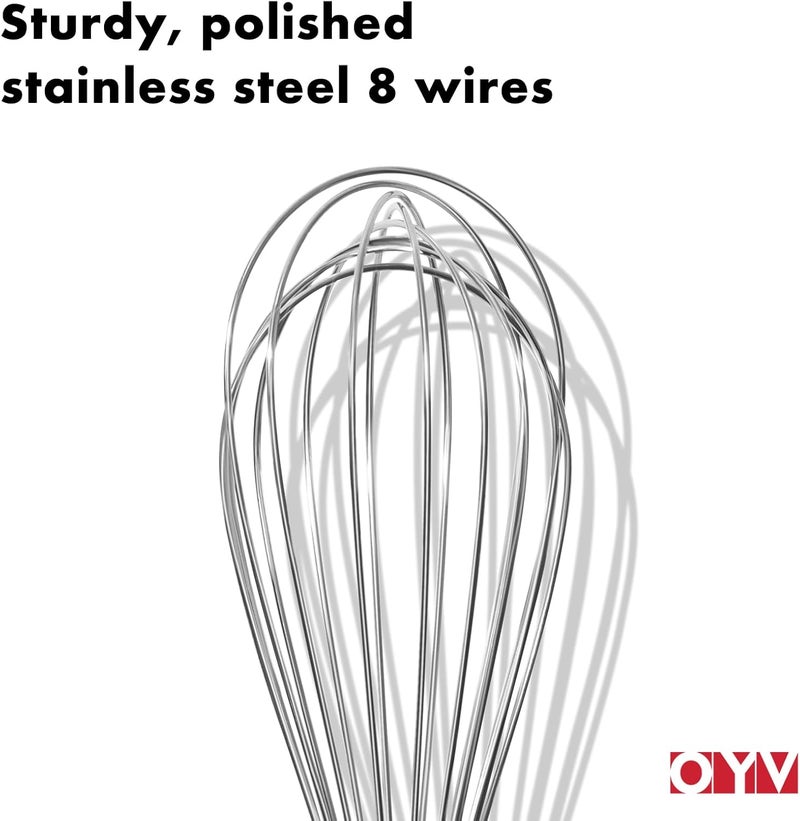 OYV 18/10 Stainless Steel Whisk, Ergonomic Handle, Dishwasher Safe Metal whisk, Professional Whisk for Kitchen Cooking, Perfect for Blending, Whisking, Baking, and Beating, 10-Inch Wire Wisk - Image 5