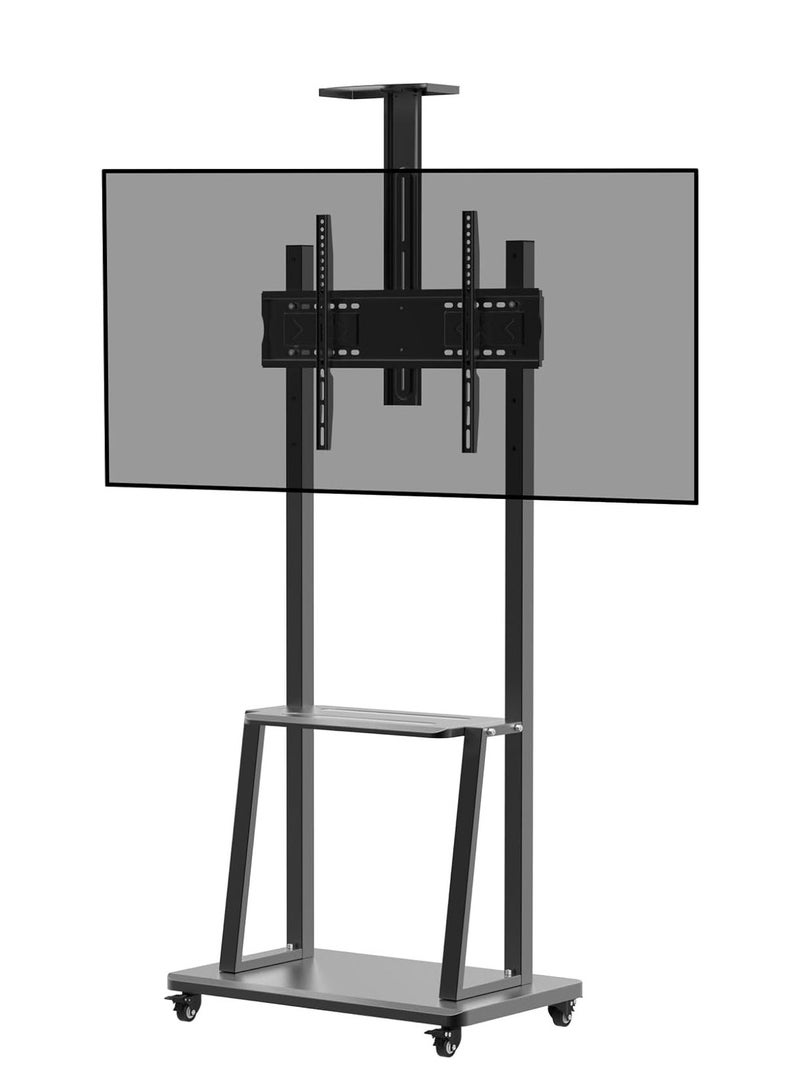 Rolling/Mobile TV Cart with Wheels for 32-65 Inch LCD LED 4K Flat Screen TVs, TV Floor Stand with Shelf Holds Up to 100 lbs | Adjustable Height Trolley Max VESA 600 x 400 mm - Image 1