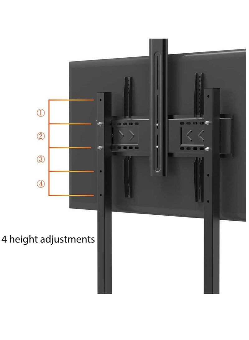 Rolling/Mobile TV Cart with Wheels for 32-65 Inch LCD LED 4K Flat Screen TVs, TV Floor Stand with Shelf Holds Up to 100 lbs | Adjustable Height Trolley Max VESA 600 x 400 mm - Image 2
