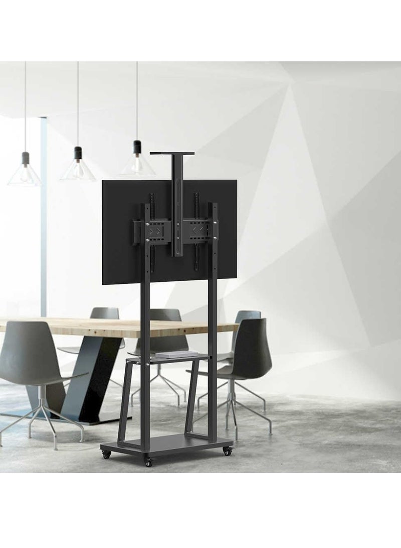 Rolling/Mobile TV Cart with Wheels for 32-65 Inch LCD LED 4K Flat Screen TVs, TV Floor Stand with Shelf Holds Up to 100 lbs | Adjustable Height Trolley Max VESA 600 x 400 mm - Image 4