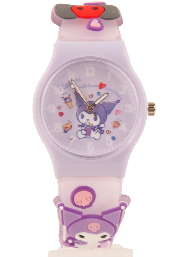 Kids Wrist Watch with Cartoon Designs – Comfortable Silicone Strap – Purple Color - Image 1