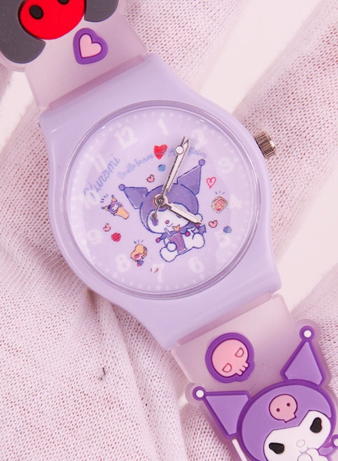 Kids Wrist Watch with Cartoon Designs – Comfortable Silicone Strap – Purple Color - Image 4
