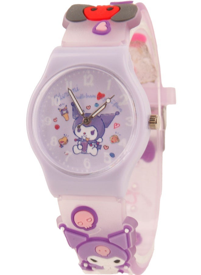 Kids Wrist Watch with Cartoon Designs – Comfortable Silicone Strap – Purple Color - Image 3