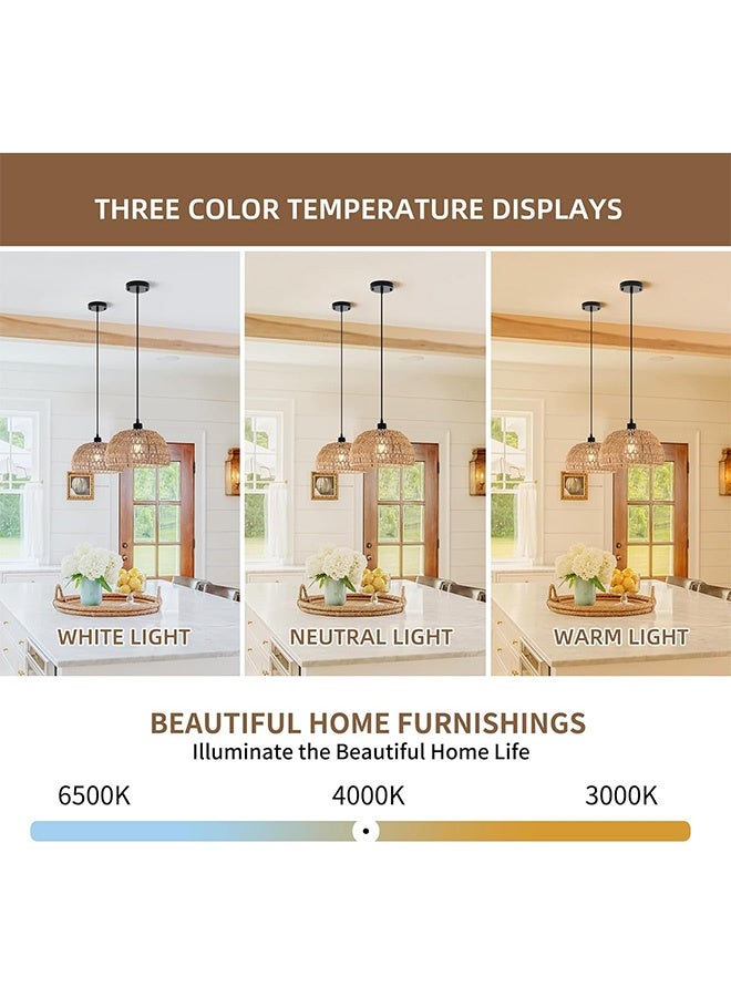GMORO Rattan Light Fixtures Ceiling Mount Boho Ceiling Light Fixture With Dimmable Led Bulb Mini Hand Woven Rattan Chandelier Light Fixtures Ceiling For Bedroom Kitchen Entryway Living Room Hallway - Image 2