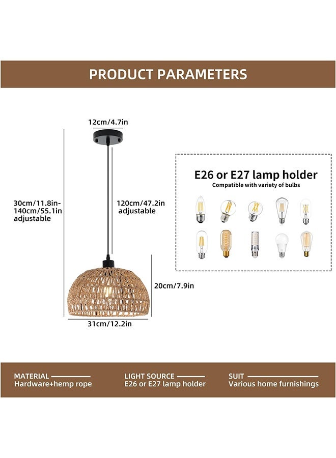 GMORO Rattan Light Fixtures Ceiling Mount Boho Ceiling Light Fixture With Dimmable Led Bulb Mini Hand Woven Rattan Chandelier Light Fixtures Ceiling For Bedroom Kitchen Entryway Living Room Hallway - Image 4