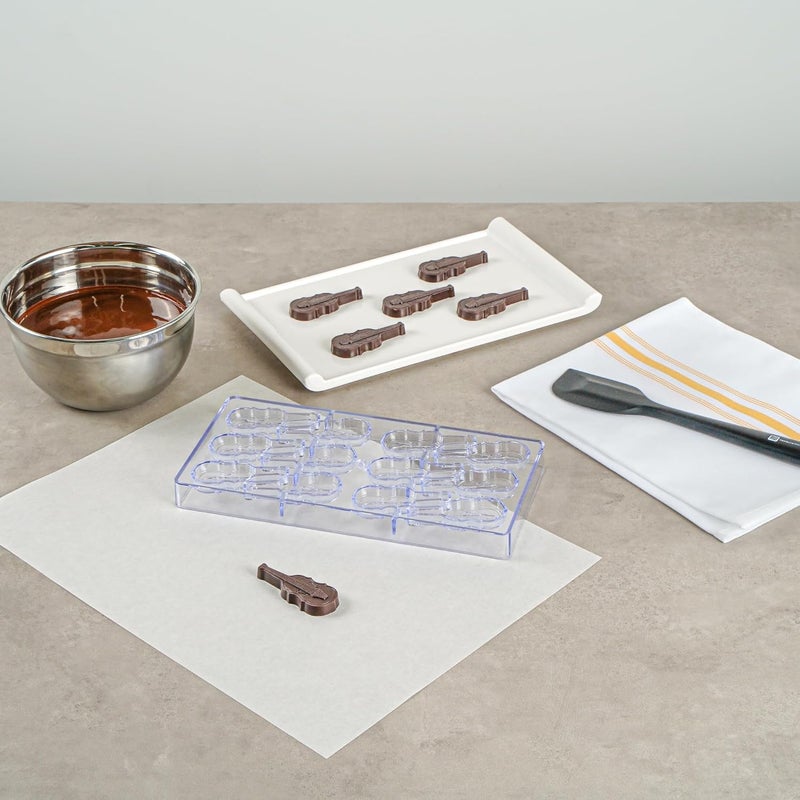 Restaurantware Pastry Tek 108 x 53 Inch Chocolate Shaping Mold 1 Freezable Candy Mold  12 Cavities ViolinShaped Clear Polycarbonate Chocolate Mold Dishwashable Easy To Release - Image 3