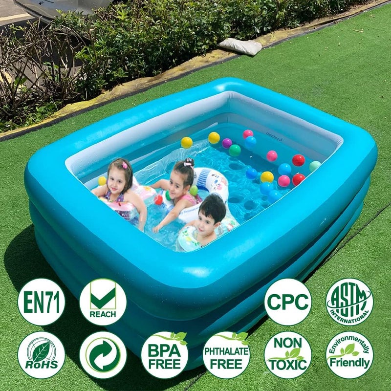 XFlated Inflatable Swimming Pool for Kids, 59" X 45" X 20" Kiddie Pools with Inflatable Soft Floor, Durable Blow Up Pools for Backyard, Garden or Indoor (Green) - Image 2