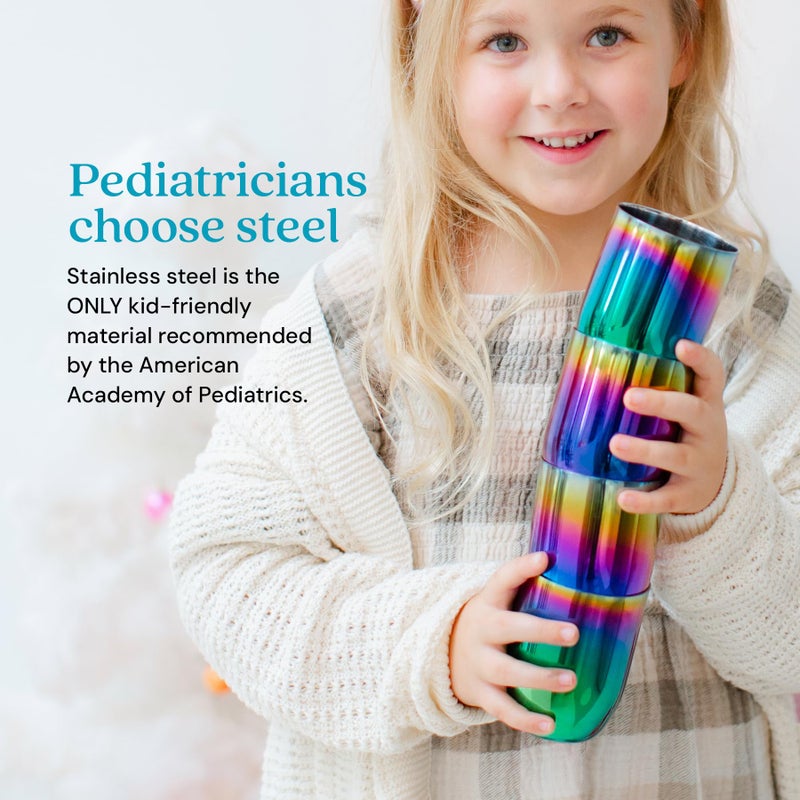 Ahimsa Stainless Steel Kids Cups, Pediatrician Designed, Colorful Toddler Cups for Open Cup Training, 8oz, 100% BPA Free & Dishwasher Safe, Rainbow, Set of 4 - Image 4