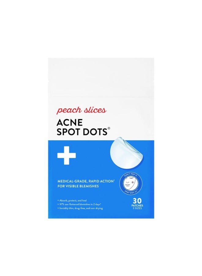 Peach Slices - Acne Spot Dots (30 ct) - Hydrocolloid Pimple Patches for Face - Absorb Gunk, Protect Picking & Support Healing - 3 Sizes (7, 10, & 12mm) - Vegan, Cruelty Free, Korean Skin Care & Beauty - Image 1