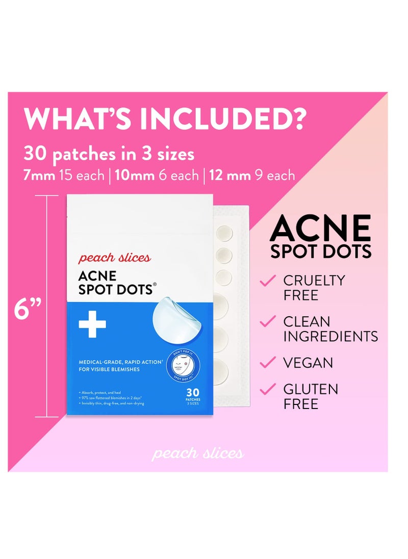 Peach Slices Peach Slices | Acne Spot Dots | Hydrocolloid Acne Patches | For Zits, Blemishes, & Breakouts | Vegan | Cruelty-Free | Pimple Patches | Facial Skin Care Products | 3 Sizes (7mm, 10mm, & 12mm) | 30 Ct  - Image 2