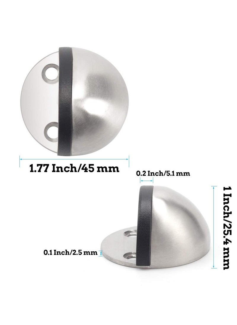 SYOSI Stainless Steel Half Dome Floor Door Stopper, 3M Adhesive Door Holder Door Stop, Snowboard Hanger, No Need to Drill Floor Door Stop, Door Stopper Set with Rubber Bumper  - Image 2