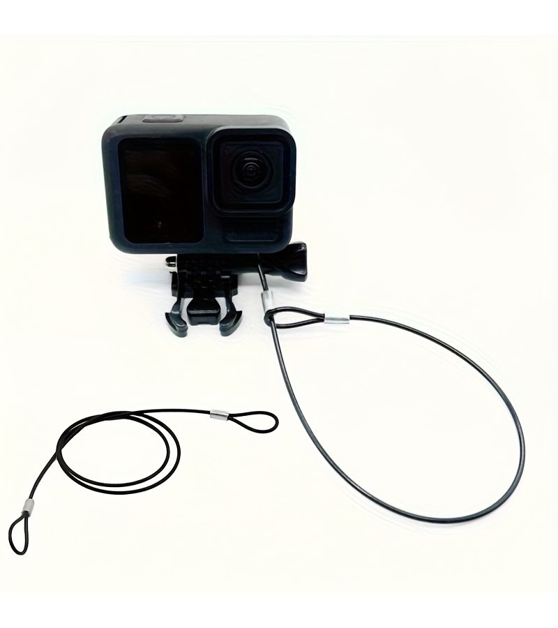 1 Piece 60cm Sports Camera Anti Loss Steel Cable Safety Rope Black Self Adhesive - Image 1
