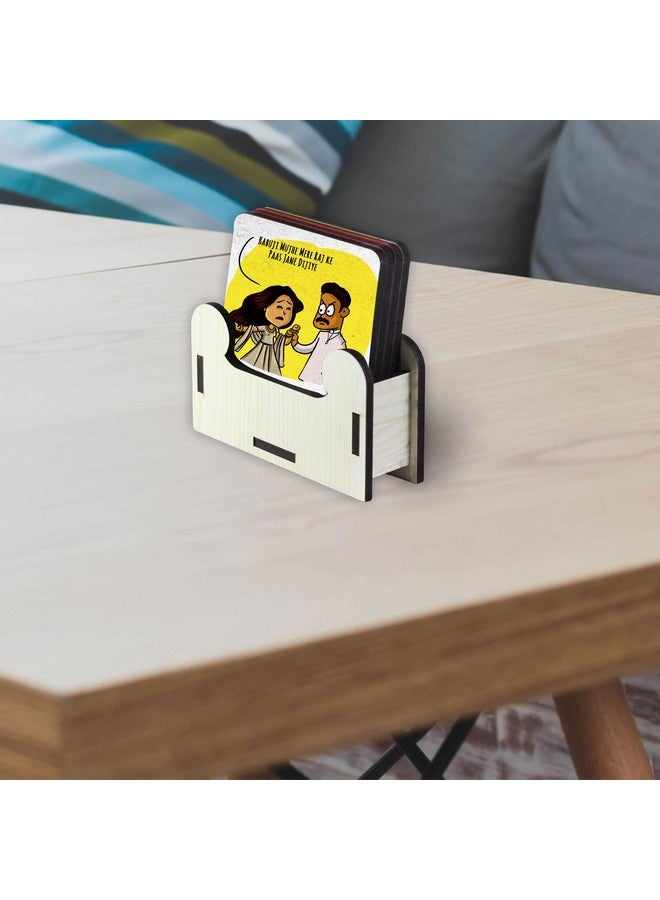 ASHVAH DDLJ Funny Bollywood Dialogues Raj Simran Illustration Printed Tea Coaster Set of 4 COMBO-31 - Image 2