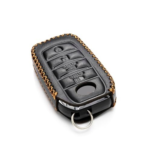 Vitodeco Genuine Leather Smart Key Fob Case Compatible with Land Cruiser, 4Runner, Highlander, RAV4, Camry, Grand Highlander, Sequoia 2019 - 2025 (4-Button, Black) - Image 3