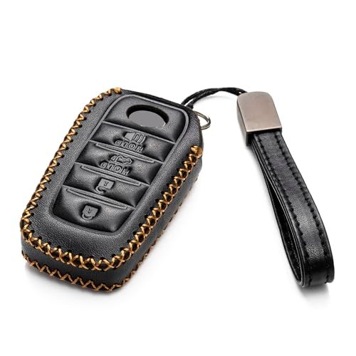 Vitodeco Genuine Leather Smart Key Fob Case Compatible with Land Cruiser, 4Runner, Highlander, RAV4, Camry, Grand Highlander, Sequoia 2019 - 2025 (4-Button, Black) - Image 2