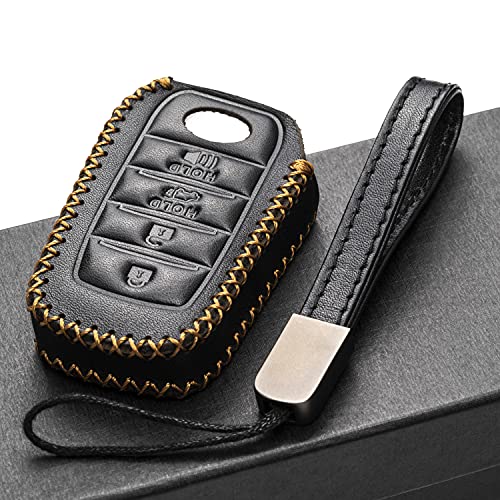 Vitodeco Genuine Leather Smart Key Fob Case Compatible with Land Cruiser, 4Runner, Highlander, RAV4, Camry, Grand Highlander, Sequoia 2019 - 2025 (4-Button, Black) - Image 5