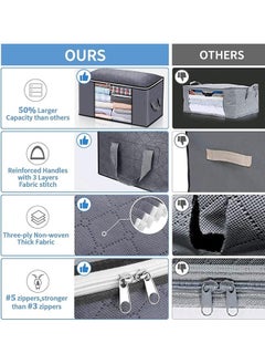 Quivlox 1PCS Foldable Non-woven Fabric Closet Storage Bag ，Large Capacity Clothing Storage Bag , With Reinforced Handle, Sturdy Zipper And Oversize Transparent Window, For Quilts, Clothing , Bedding , Grey  - Image 3