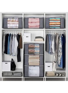 Quivlox 1PCS Foldable Non-woven Fabric Closet Storage Bag ，Large Capacity Clothing Storage Bag , With Reinforced Handle, Sturdy Zipper And Oversize Transparent Window, For Quilts, Clothing , Bedding , Grey  - Image 4