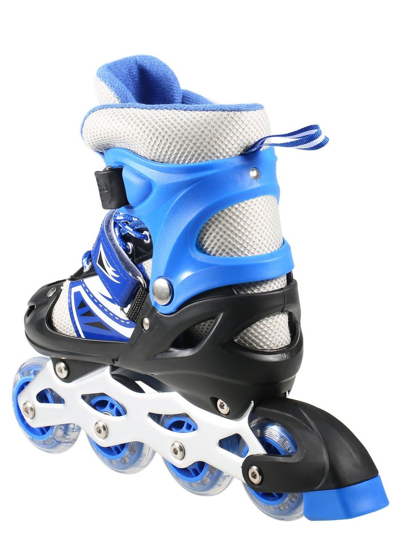 سبورت حذاء باتيناج قابل للتعديل عجل صف واحد فلاش LED، أزرق/أسود - Size Small 31-34  - Image 3