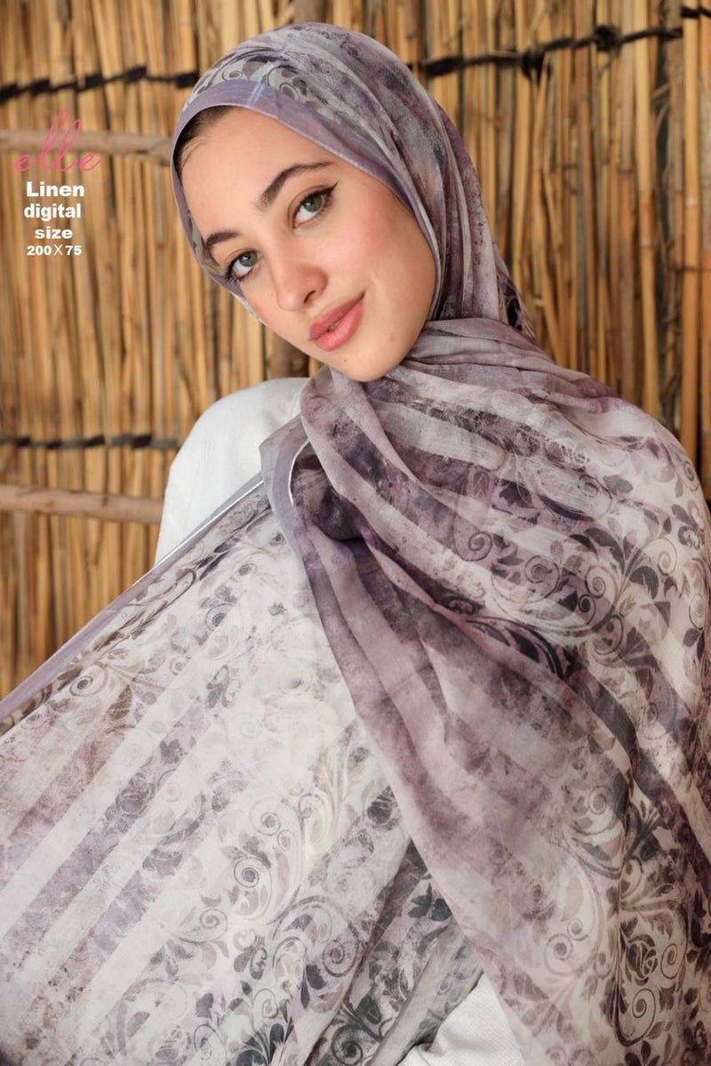 طرحة حريمي منقوشة خامة قطن شاش مستورد فاخرة كاجوال وأنيقة - متعدد الألوان
