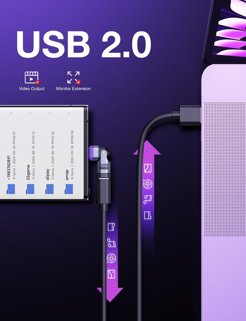 AUFU PD 240W 16PIN USB C Magnetic Adapter(2Pack)/USB C 90 Degree Adapter/Right Angle C Adapters/Magnetic C to C for 1Phone 17/16/15 Series, Ma-Book Pro/1Pad Series, Samsung Galaxy, Google Pixel - Image 5