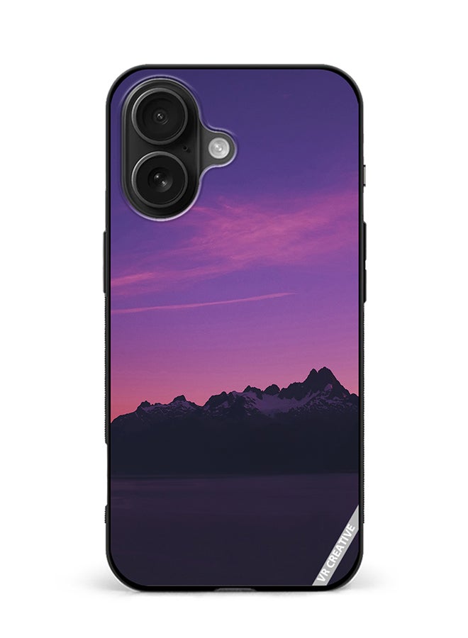 Protective Case Cover For Apple iPhone 16 Purple Mountain Design Multicolour
