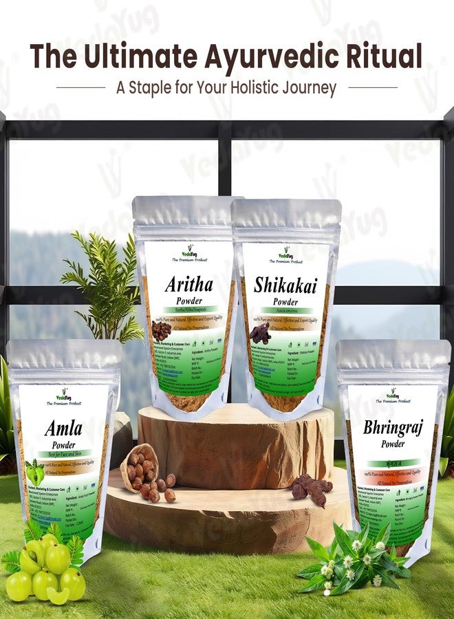 VY VedaYug Amla, Reetha, Shikakai & Bhringraj Powder |Combo Powder Pack for Hair Care | Hair Pack Combo for Cleansing & Hair Conditioning (Pack of 4 , 100g each Total 400g) - Image 1