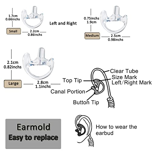 HYS Clear Soft Earmold Replacement Ear Pieces Flexible Open Ear Insert Earbuds for Transparent Air Acoustic Security Radio Surveillance earpiece Headset - Image 2