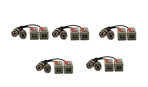 LipiWorld® Video Balun AHD CVI TVI Coax to UTP Cat6 Connector HD 720P 1080P CCTV BNC (PACK-5) - Image 1