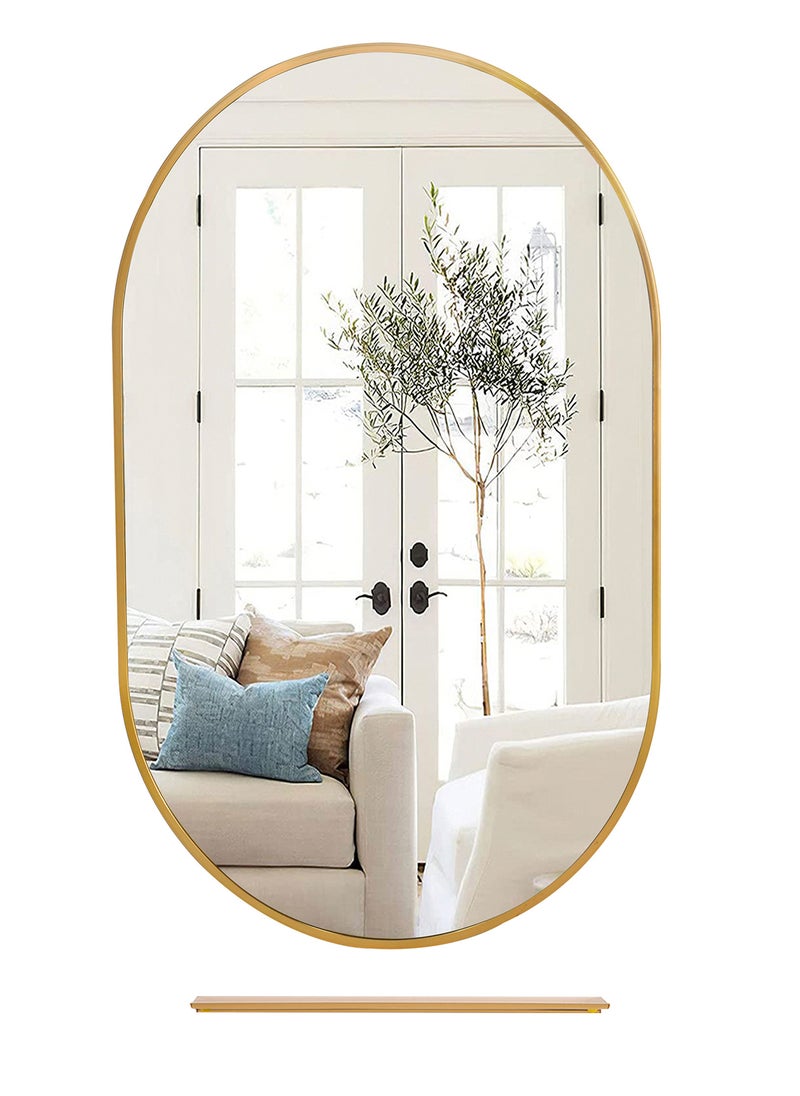 شاربدو مرآة حمام LED، تُثبت على الحائط، مصنوعة من الألومنيوم السميك، مع رف، 40 × 60 سم. - Image 1