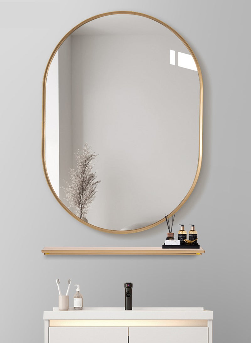 شاربدو مرآة حمام LED، تُثبت على الحائط، مصنوعة من الألومنيوم السميك، مع رف، 40 × 60 سم. - Image 2
