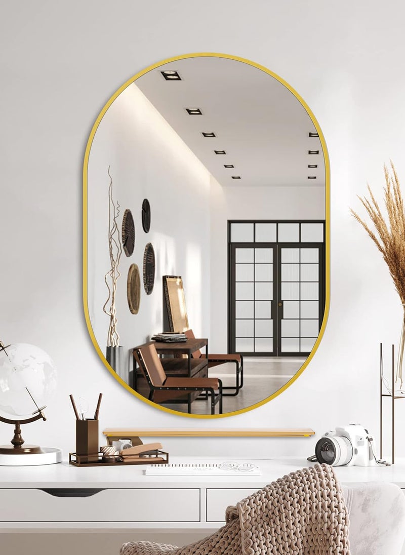 شاربدو مرآة حمام LED، تُثبت على الحائط، مصنوعة من الألومنيوم السميك، مع رف، 40 × 60 سم. - Image 3